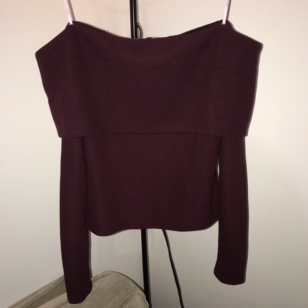 Burgundy Off The Shoulder Blouse